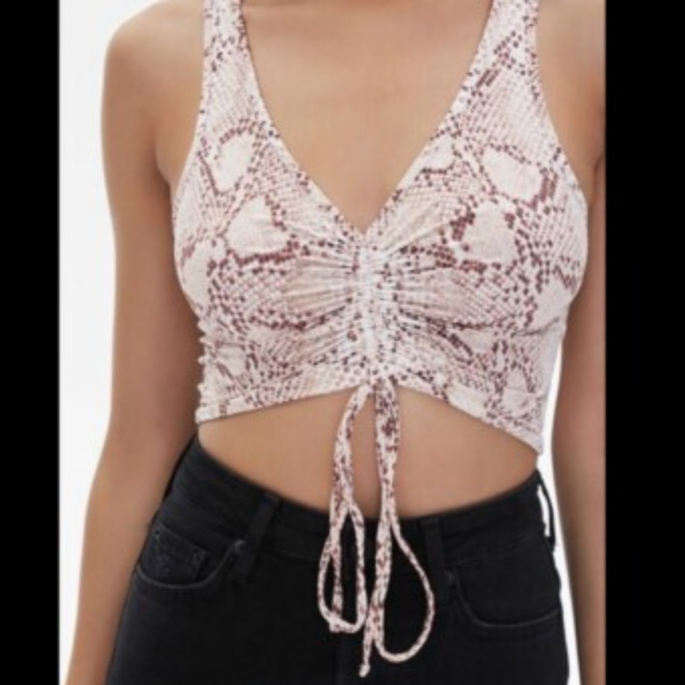 Forever 21 Beige Snake Print Crop Top
